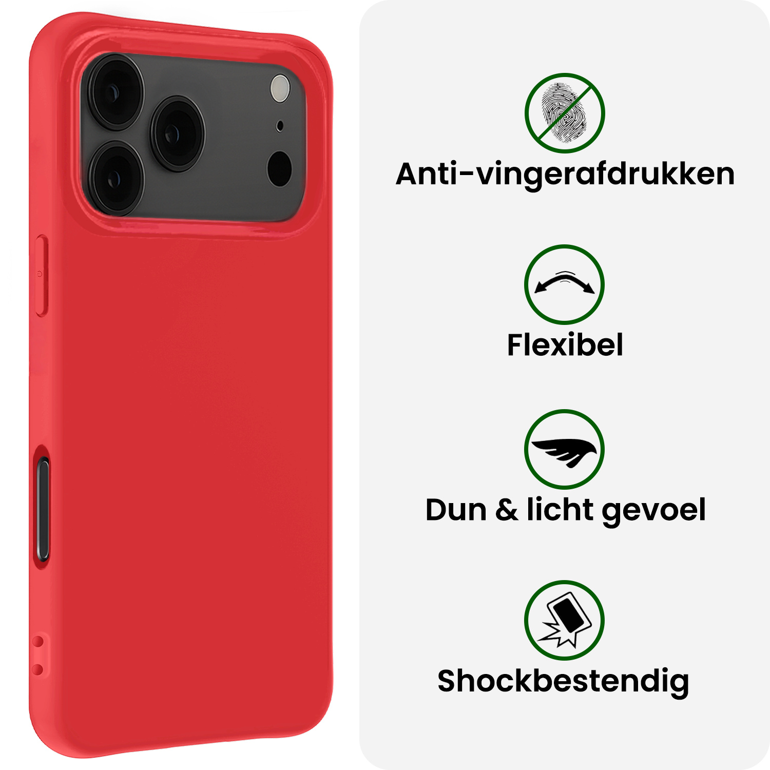 BASEY. BASEY. iPhone 17 Pro Hoesje Siliconen - Rood - 2 PACK