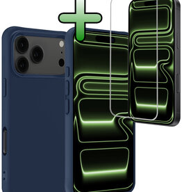 BASEY. BASEY. iPhone 17 Pro Hoesje Siliconen Met Screenprotector Met Dichte Notch - Donkerblauw