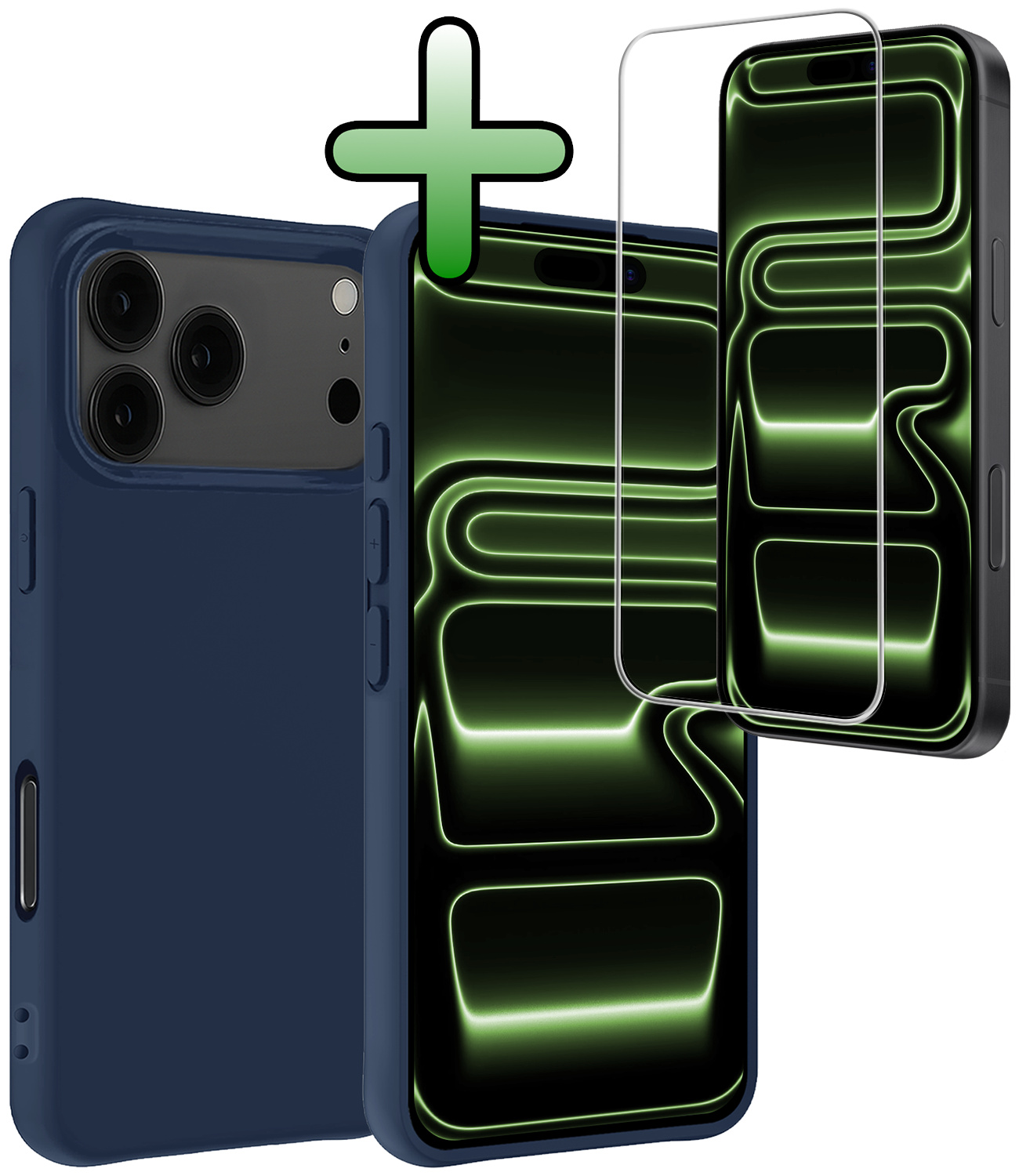 BASEY. BASEY. iPhone 17 Pro Hoesje Siliconen Met Screenprotector Met Dichte Notch - Donkerblauw