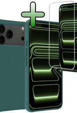 BASEY. BASEY. iPhone 17 Pro Hoesje Siliconen Met Screenprotector Met Dichte Notch - Donkergroen