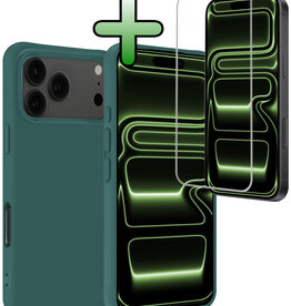 BASEY. BASEY. iPhone 17 Pro Hoesje Siliconen Met Screenprotector Met Dichte Notch - Donkergroen