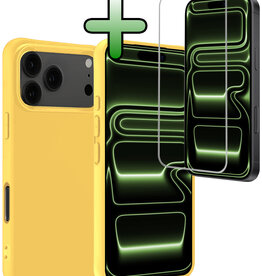 BASEY. BASEY. iPhone 17 Pro Hoesje Siliconen Met Screenprotector Met Dichte Notch - Geel