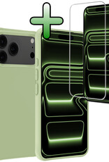 BASEY. BASEY. iPhone 17 Pro Hoesje Siliconen Met Screenprotector Met Dichte Notch - Groen