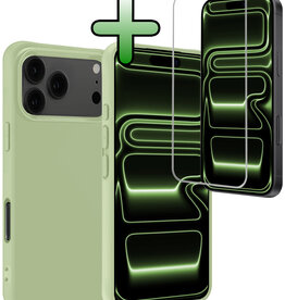 BASEY. BASEY. iPhone 17 Pro Hoesje Siliconen Met Screenprotector Met Dichte Notch - Groen