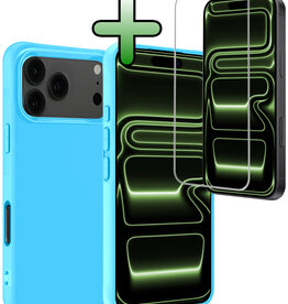 BASEY. BASEY. iPhone 17 Pro Hoesje Siliconen Met Screenprotector Met Dichte Notch - Lichtblauw