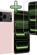 BASEY. BASEY. iPhone 17 Pro Hoesje Siliconen Met Screenprotector Met Dichte Notch - Lichtroze