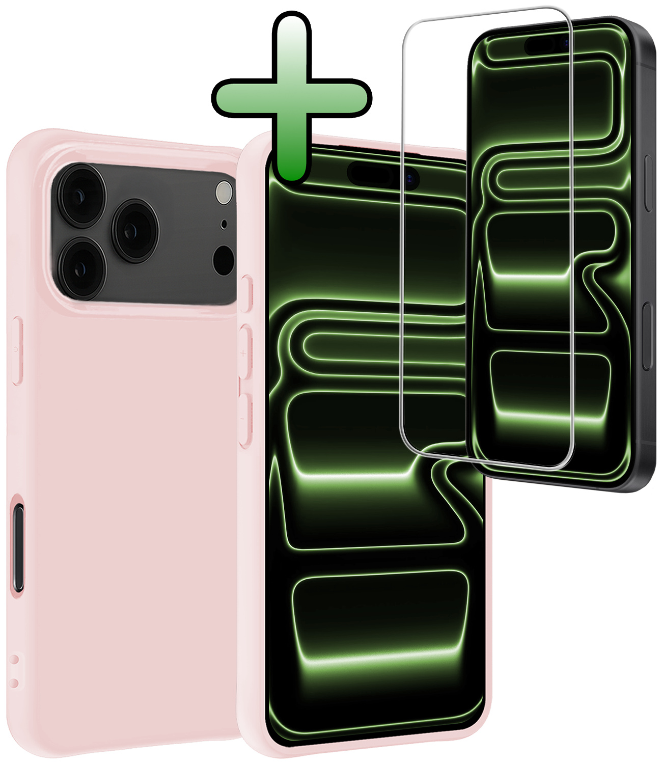 BASEY. BASEY. iPhone 17 Pro Hoesje Siliconen Met Screenprotector Met Dichte Notch - Lichtroze