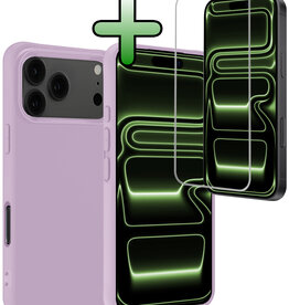 BASEY. BASEY. iPhone 17 Pro Hoesje Siliconen Met Screenprotector Met Dichte Notch - Lila