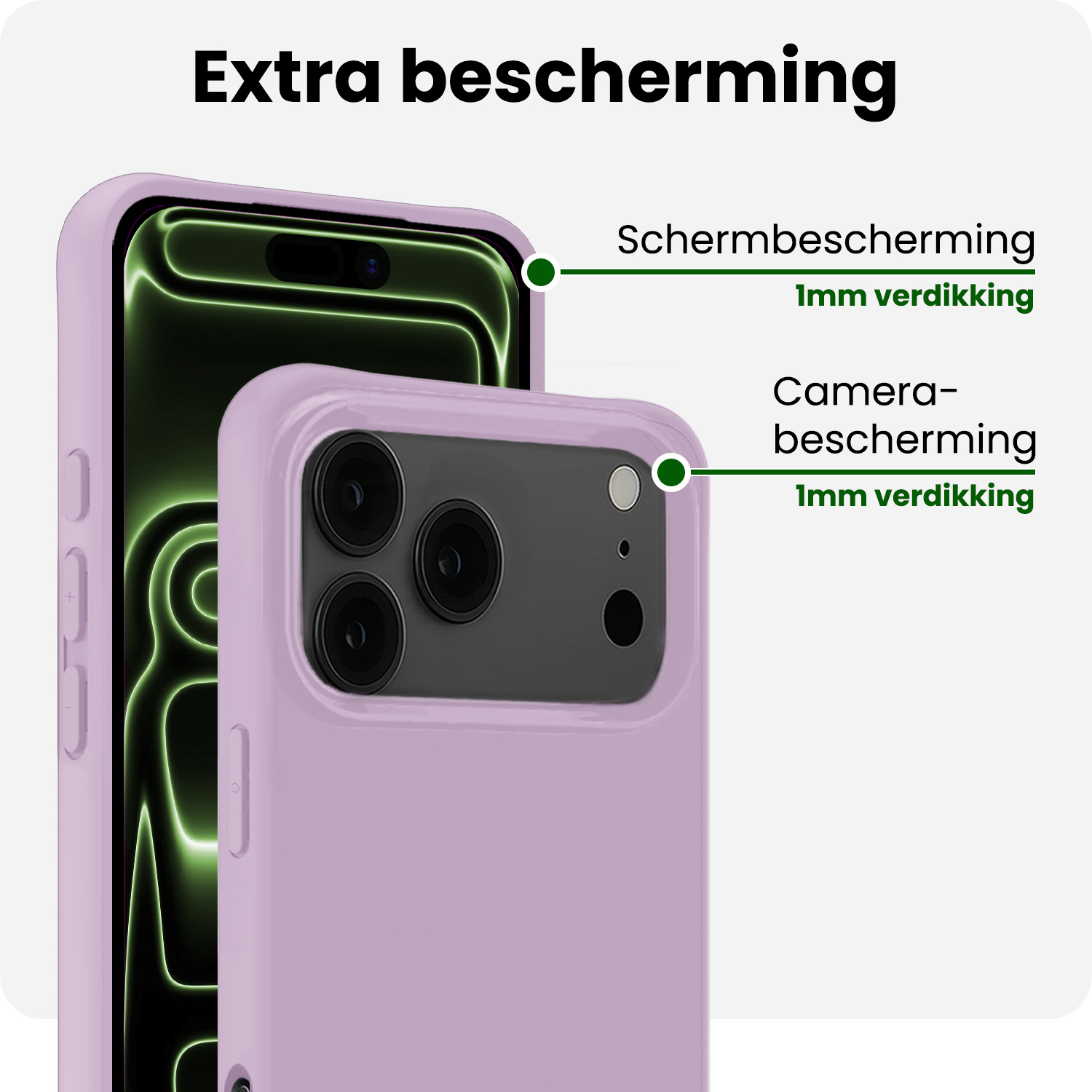 BASEY. BASEY. iPhone 17 Pro Hoesje Siliconen Met Screenprotector Met Dichte Notch - Lila