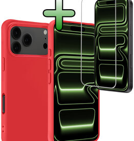 BASEY. BASEY. iPhone 17 Pro Hoesje Siliconen Met Screenprotector Met Dichte Notch - Rood