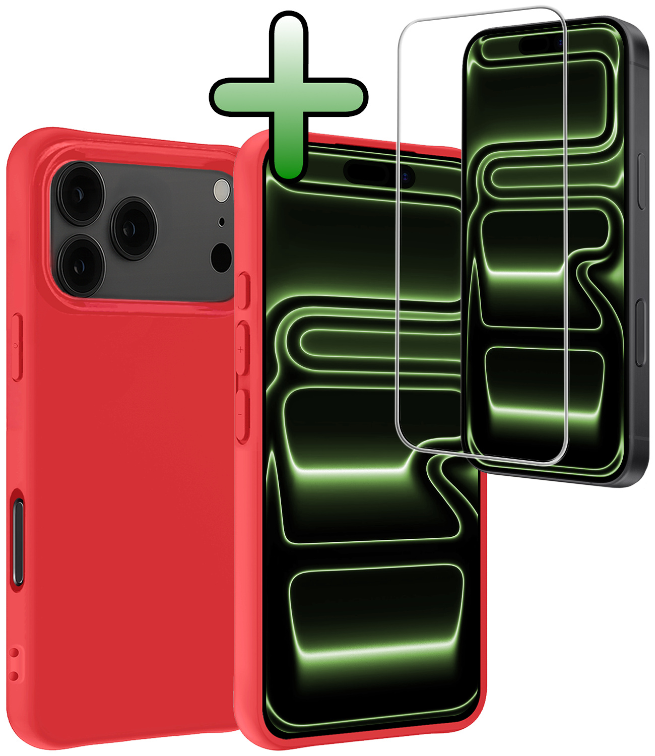 BASEY. BASEY. iPhone 17 Pro Hoesje Siliconen Met Screenprotector Met Dichte Notch - Rood