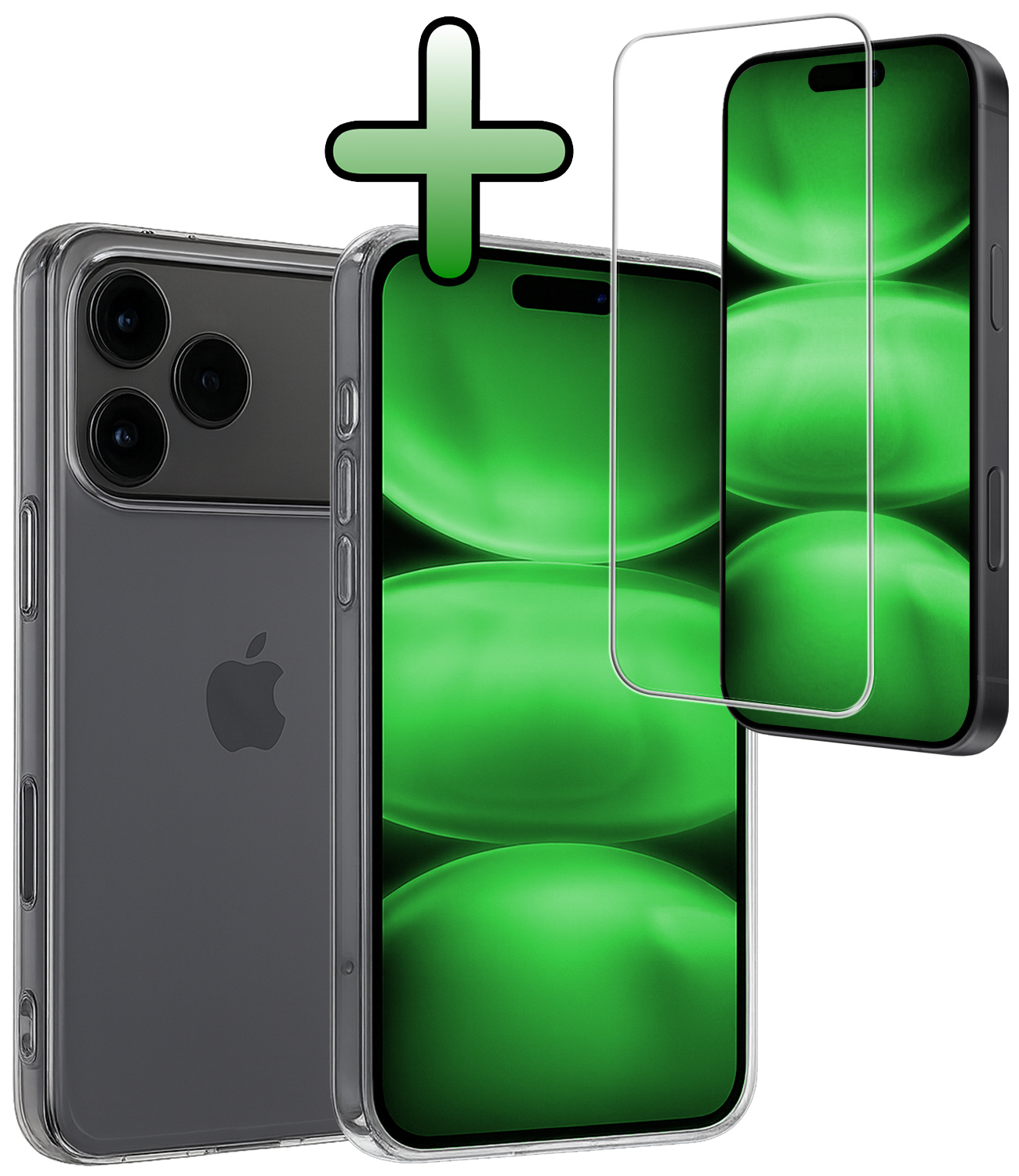 BASEY. BASEY. iPhone 17 Pro Hoesje Siliconen Met Screenprotector Met Dichte Notch - Transparant