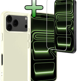 BASEY. BASEY. iPhone 17 Pro Hoesje Siliconen Met Screenprotector Met Dichte Notch - Wit