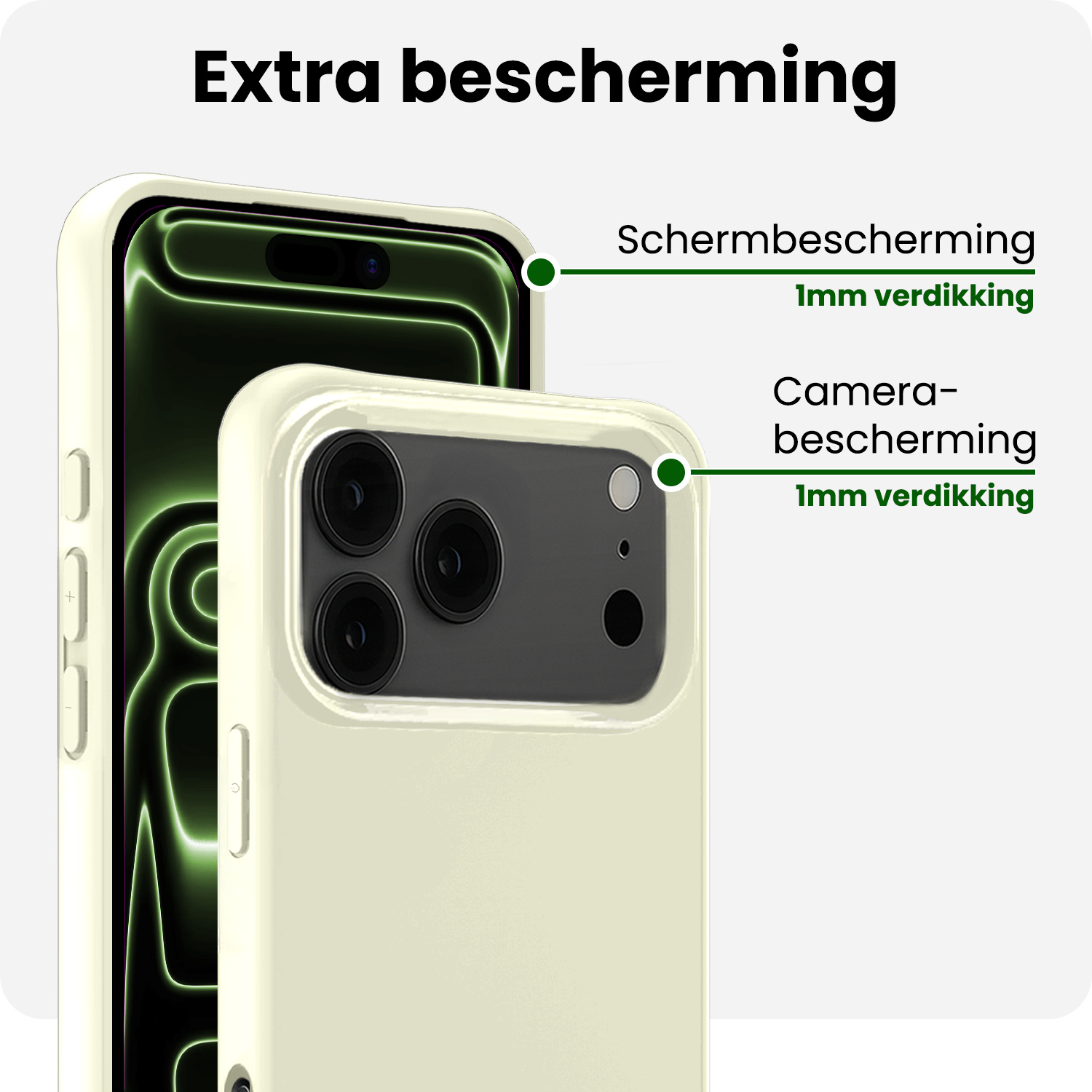BASEY. BASEY. iPhone 17 Pro Hoesje Siliconen Met Screenprotector Met Dichte Notch - Wit