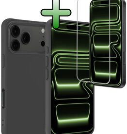 BASEY. BASEY. iPhone 17 Pro Hoesje Siliconen Met Screenprotector Met Dichte Notch - Zwart