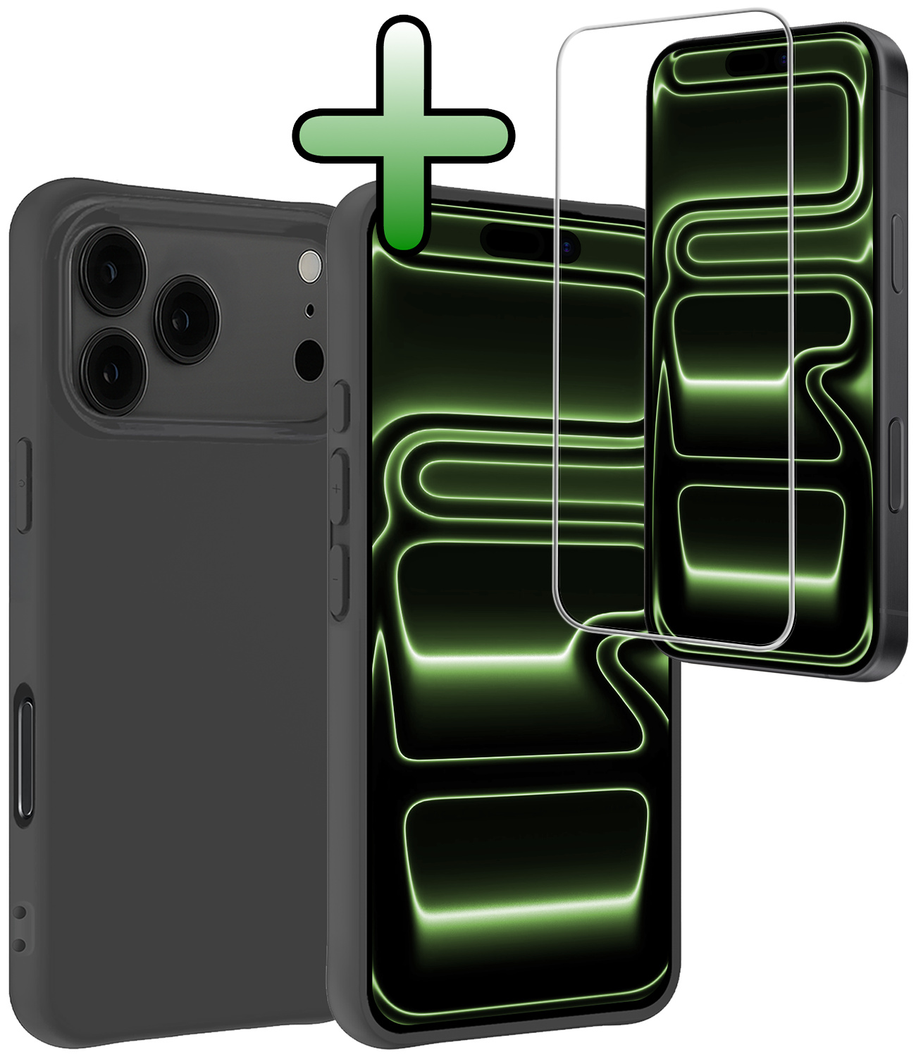 BASEY. BASEY. iPhone 17 Pro Hoesje Siliconen Met Screenprotector Met Dichte Notch - Zwart