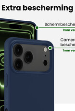BASEY. BASEY. iPhone 17 Pro Hoesje Siliconen Met 2x Screenprotector Met Dichte Notch - Donkerblauw