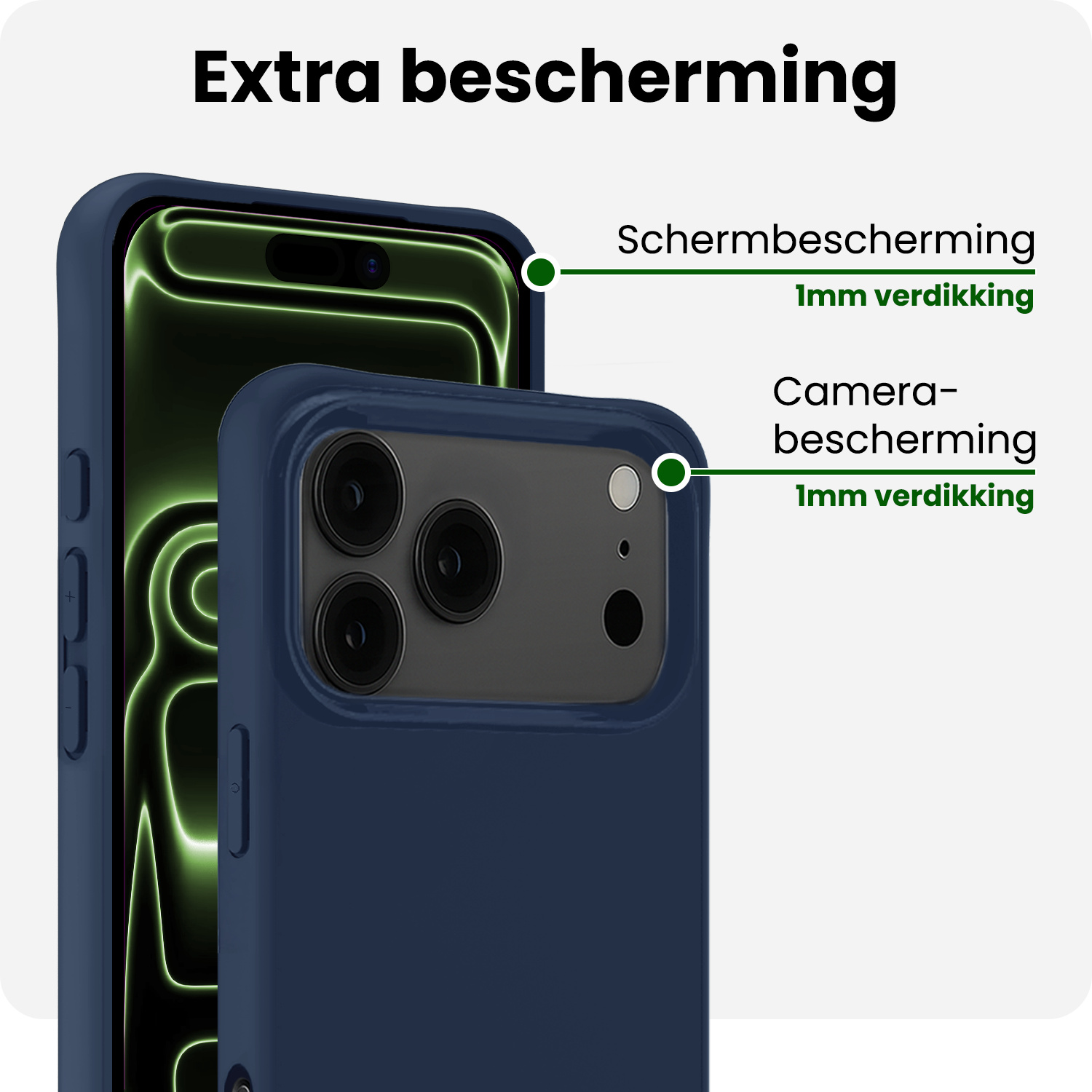 BASEY. BASEY. iPhone 17 Pro Hoesje Siliconen Met 2x Screenprotector Met Dichte Notch - Donkerblauw