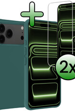 BASEY. BASEY. iPhone 17 Pro Hoesje Siliconen Met 2x Screenprotector Met Dichte Notch - Donkergroen