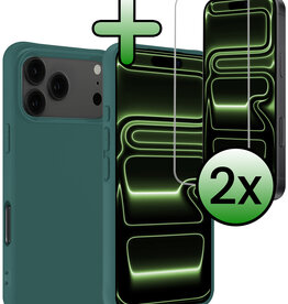 BASEY. BASEY. iPhone 17 Pro Hoesje Siliconen Met 2x Screenprotector Met Dichte Notch - Donkergroen