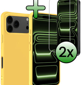 BASEY. BASEY. iPhone 17 Pro Hoesje Siliconen Met 2x Screenprotector Met Dichte Notch - Geel
