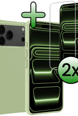 BASEY. BASEY. iPhone 17 Pro Hoesje Siliconen Met 2x Screenprotector Met Dichte Notch - Groen