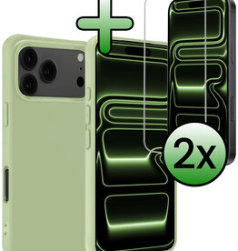 BASEY. BASEY. iPhone 17 Pro Hoesje Siliconen Met 2x Screenprotector Met Dichte Notch - Groen