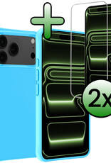 BASEY. BASEY. iPhone 17 Pro Hoesje Siliconen Met 2x Screenprotector Met Dichte Notch - Lichtblauw