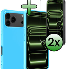 BASEY. BASEY. iPhone 17 Pro Hoesje Siliconen Met 2x Screenprotector Met Dichte Notch - Lichtblauw