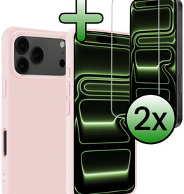 BASEY. BASEY. iPhone 17 Pro Hoesje Siliconen Met 2x Screenprotector Met Dichte Notch - Lichtroze