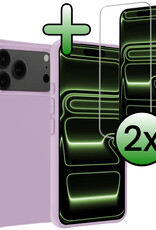 BASEY. BASEY. iPhone 17 Pro Hoesje Siliconen Met 2x Screenprotector Met Dichte Notch - Lila