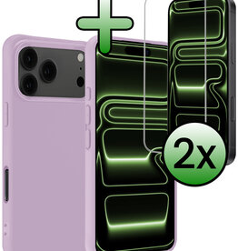 BASEY. BASEY. iPhone 17 Pro Hoesje Siliconen Met 2x Screenprotector Met Dichte Notch - Lila