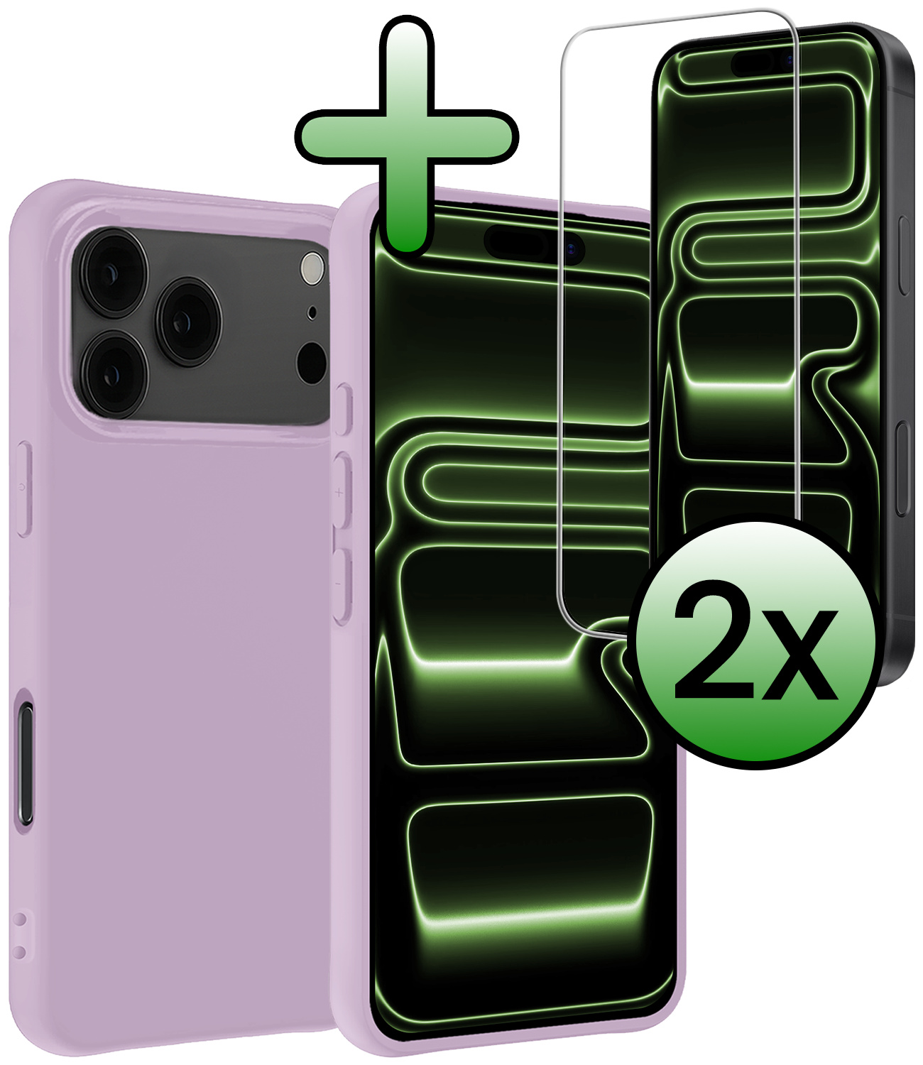 BASEY. BASEY. iPhone 17 Pro Hoesje Siliconen Met 2x Screenprotector Met Dichte Notch - Lila