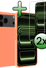 BASEY. BASEY. iPhone 17 Pro Hoesje Siliconen Met 2x Screenprotector Met Dichte Notch - Perzik