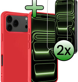 BASEY. BASEY. iPhone 17 Pro Hoesje Siliconen Met 2x Screenprotector Met Dichte Notch - Rood