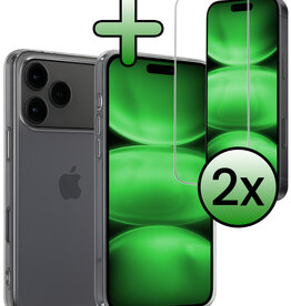 BASEY. BASEY. iPhone 17 Pro Hoesje Siliconen Met 2x Screenprotector Met Dichte Notch - Transparant