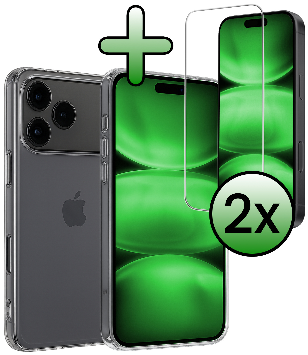 BASEY. BASEY. iPhone 17 Pro Hoesje Siliconen Met 2x Screenprotector Met Dichte Notch - Transparant