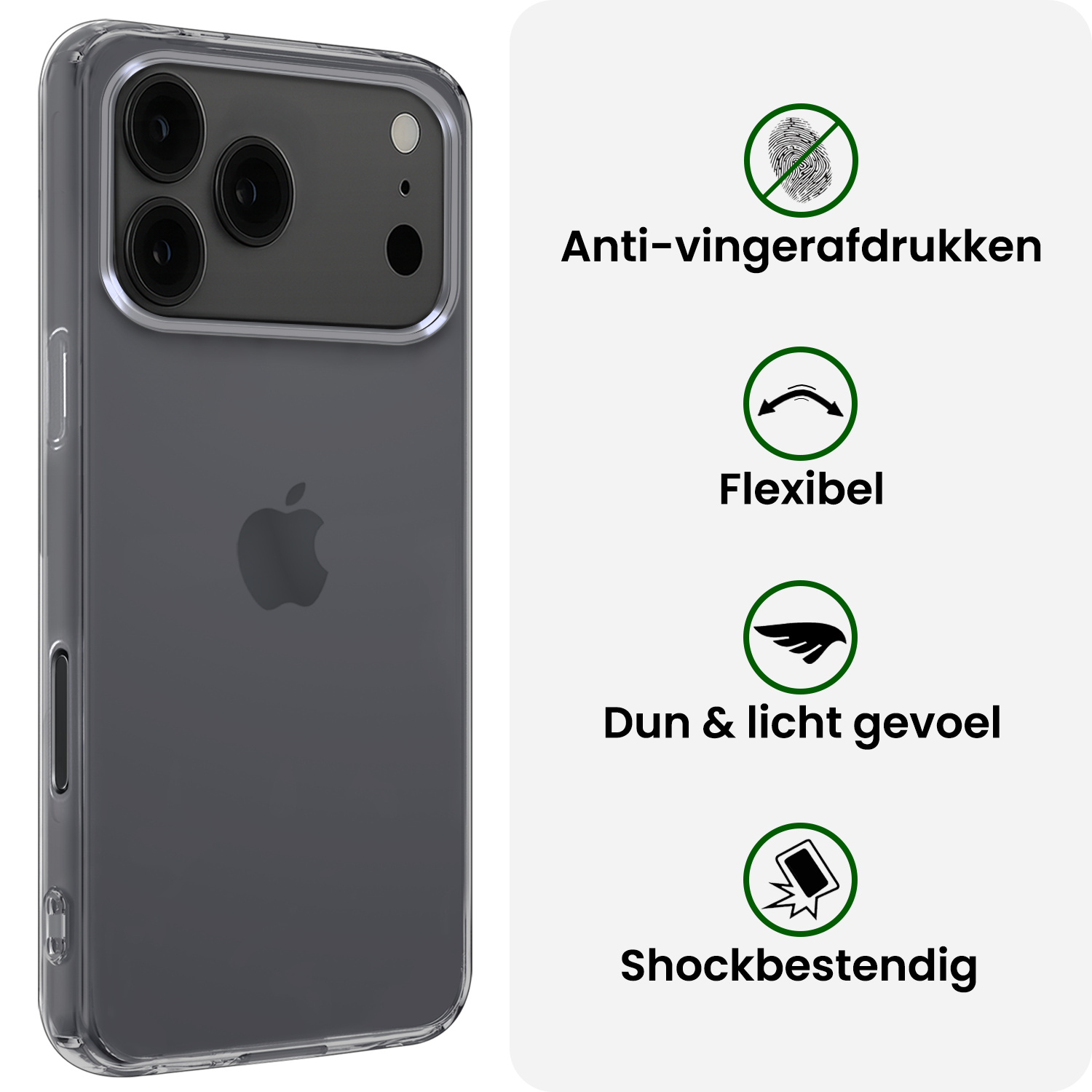 BASEY. BASEY. iPhone 17 Pro Hoesje Siliconen Met 2x Screenprotector Met Dichte Notch - Transparant