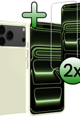 BASEY. BASEY. iPhone 17 Pro Hoesje Siliconen Met 2x Screenprotector Met Dichte Notch - Wit