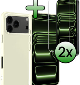 BASEY. BASEY. iPhone 17 Pro Hoesje Siliconen Met 2x Screenprotector Met Dichte Notch - Wit