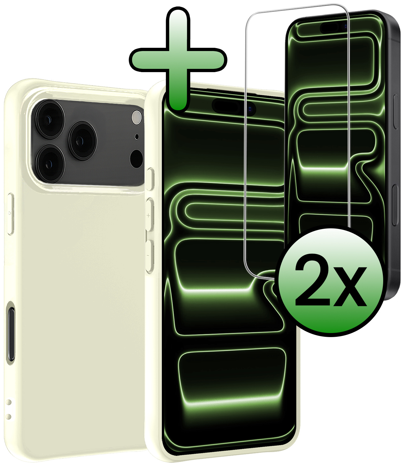 BASEY. BASEY. iPhone 17 Pro Hoesje Siliconen Met 2x Screenprotector Met Dichte Notch - Wit