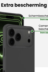BASEY. BASEY. iPhone 17 Pro Hoesje Siliconen Met 2x Screenprotector Met Dichte Notch - Zwart