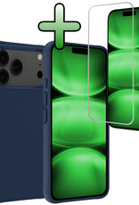 BASEY. BASEY. iPhone 17 Pro Max Hoesje Siliconen Met Screenprotector Met Dichte Notch - Donkerblauw