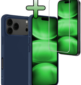 BASEY. BASEY. iPhone 17 Pro Max Hoesje Siliconen Met Screenprotector Met Dichte Notch - Donkerblauw