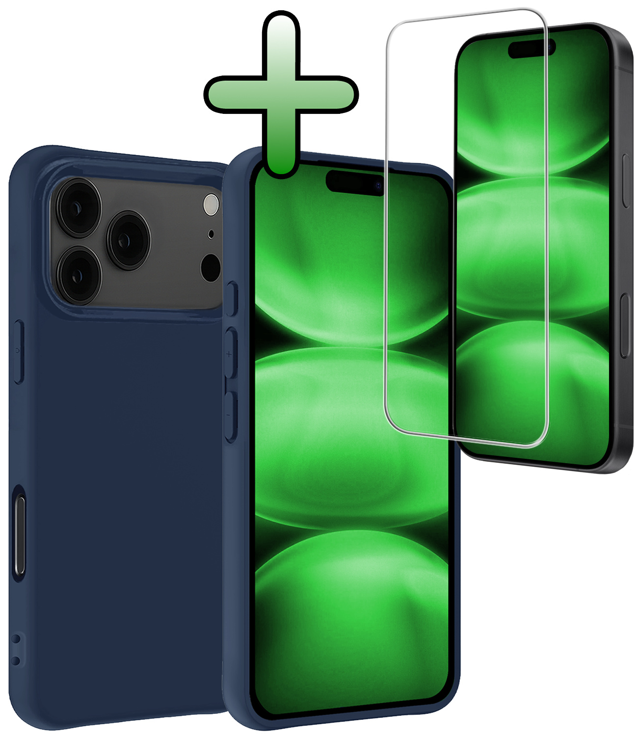 BASEY. BASEY. iPhone 17 Pro Max Hoesje Siliconen Met Screenprotector Met Dichte Notch - Donkerblauw