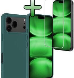 BASEY. BASEY. iPhone 17 Pro Max Hoesje Siliconen Met Screenprotector Met Dichte Notch - Donkergroen