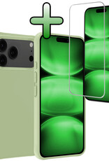 BASEY. BASEY. iPhone 17 Pro Max Hoesje Siliconen Met Screenprotector Met Dichte Notch - Groen