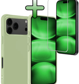 BASEY. BASEY. iPhone 17 Pro Max Hoesje Siliconen Met Screenprotector Met Dichte Notch - Groen