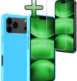 BASEY. BASEY. iPhone 17 Pro Max Hoesje Siliconen Met Screenprotector Met Dichte Notch - Lichtblauw