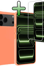 BASEY. BASEY. iPhone 17 Pro Max Hoesje Siliconen Met Screenprotector Met Dichte Notch - Perzik